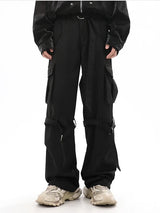 fashion cargo pants adjustable belts waist with side pockets joggers streetwear pant unisex casual loose straight baggy trousers unique joggers style 370