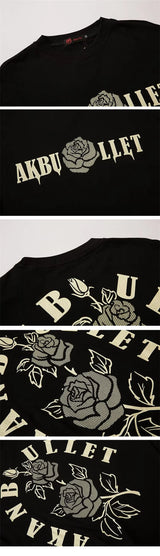 Harajuku Crying character – Floral Rose Graphic Printed Short Sleeve T Shirt For Men Hip