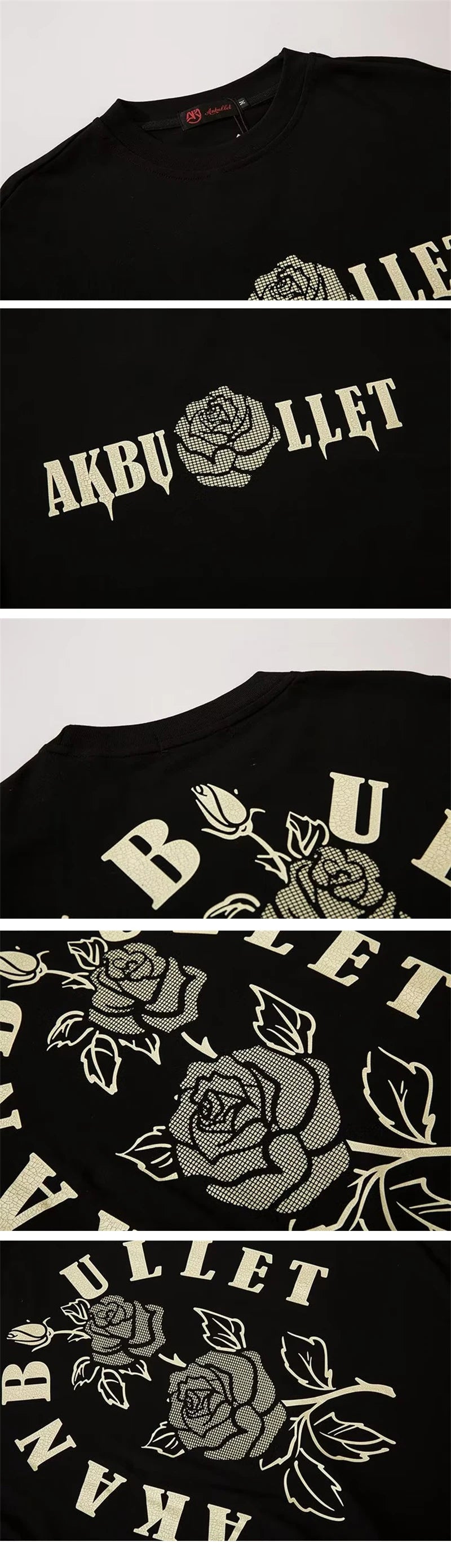 Harajuku Crying character – Floral Rose Graphic Printed Short Sleeve T Shirt For Men Hip