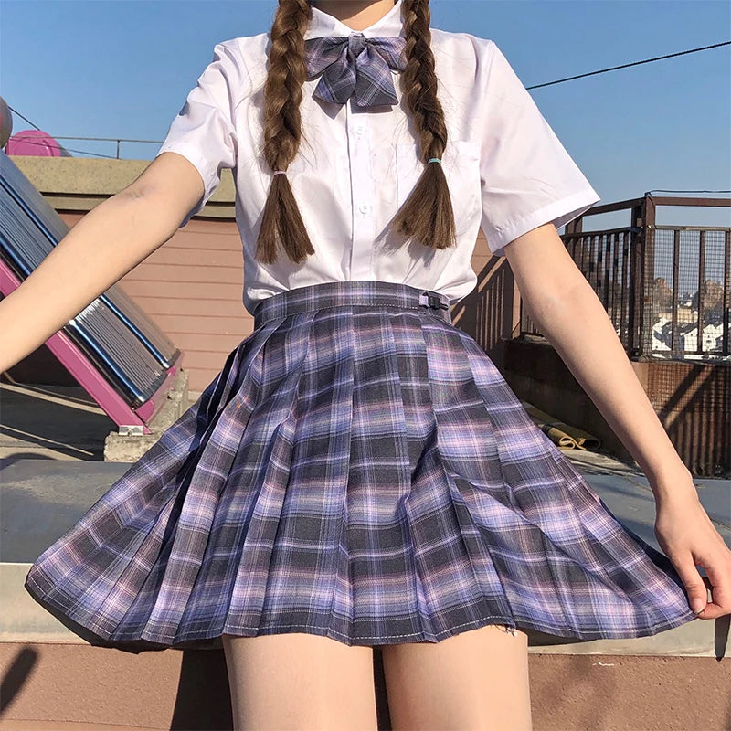 Jk Uniforms Gyaru School Uniform for Girl Student Pleated Skirt Uniform Set Women Short Sleeve Bow Tie Seifuku Japanese Style