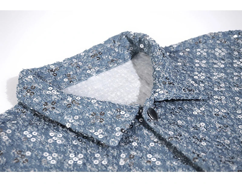 hip hop sequins denim jacket streetwear new casual long sleeve jean coats mens autumn winter harajuku cotton outerwear nan fa - variant style a1ca5f for streetwear fashion
