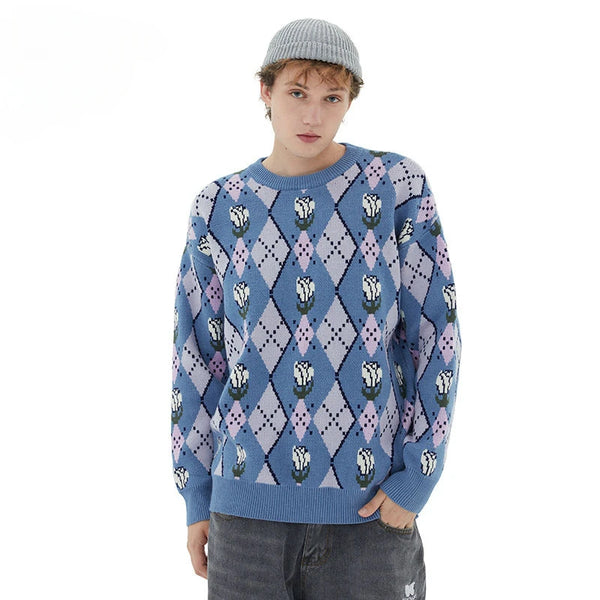 techwear street knit hoodie with oversized flame detail for urban fall winter outfits, street fashion menswear trend for seas