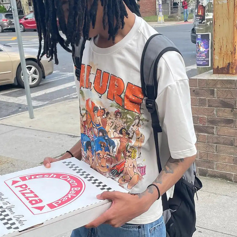 Skatecore Streetwear Tee – Tag Font Graphic with Flame Accent