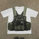 Harajuku Streetwear Y2K New T shirt Men Hip Hop Bulletproof Vest Graphic Print Oversized Cotton Short Sleeved Casual Tops Tees