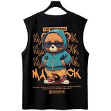 Anime Graphic tee – 2024 Hip Hop Bear Printed Tank Top Men Summer Retro Basketball
