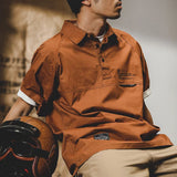 Skatercore Graphic tee – American Retro Short Sleeve Cargo Polo T Shirt For Men Summe