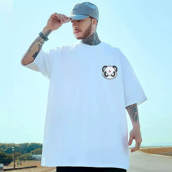 Y2k Barcode glitch – Hip Hop Panda Graphic Printed T Shirt For Men Summer Casual