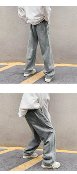 men jeans straight leg jeans boys american fashion wash old side stripes wide leg pants autumn vintage overalls unique jeans style 3911
