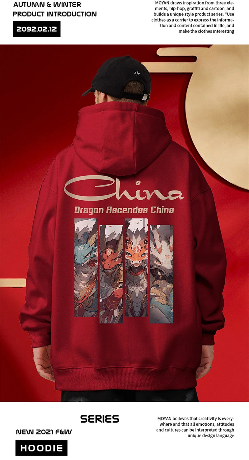 Dragon Ascendas China Graphic Sweatshirts Hombre Hip Hop Fashion Hoodie