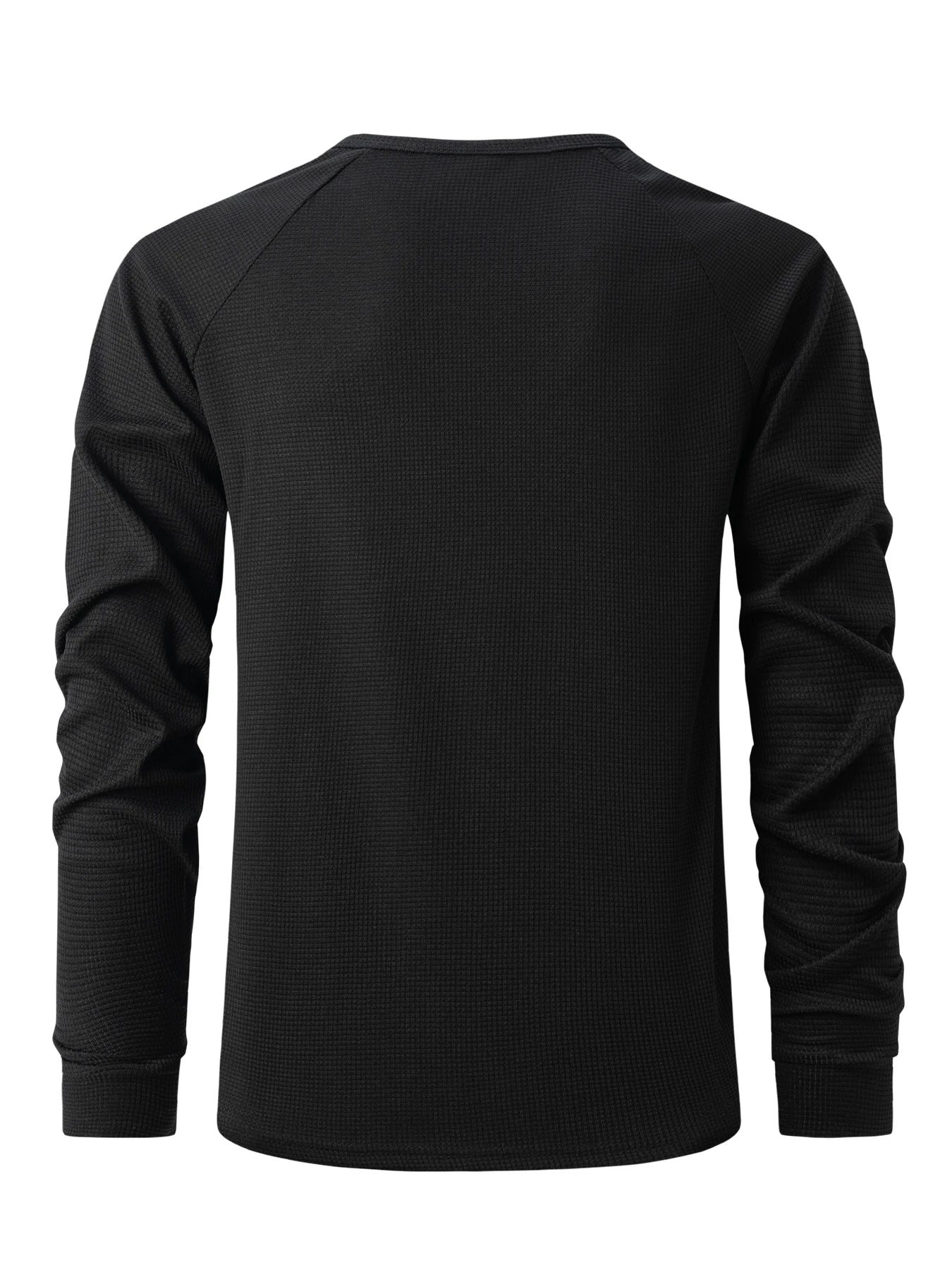 2024 New vintage Waffle Men's Henry shirt with button-down crew-neck and long sleeves