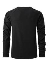 2024 New vintage Waffle Men's Henry shirt with button-down crew-neck and long sleeves
