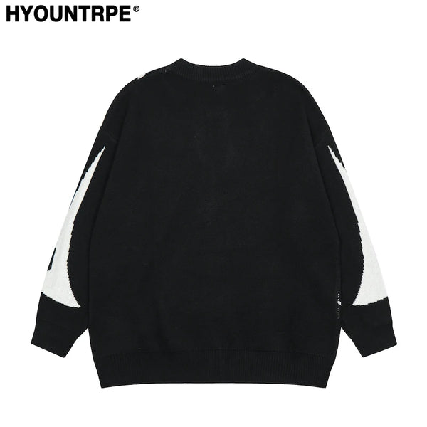 mens streetwear sweater hip hop letter geometry knitted sweater pullover new casual autumn o neck cotton sweater unisex jumpers - high quality cotton hoodie, 2025 streetwear drop, anime inspired graphic hoodie