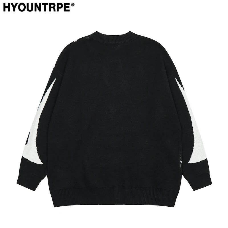 mens streetwear sweater hip hop letter geometry knitted sweater pullover new casual autumn o neck cotton sweater unisex jumpers - high quality cotton hoodie, 2025 streetwear drop, anime inspired graphic hoodie
