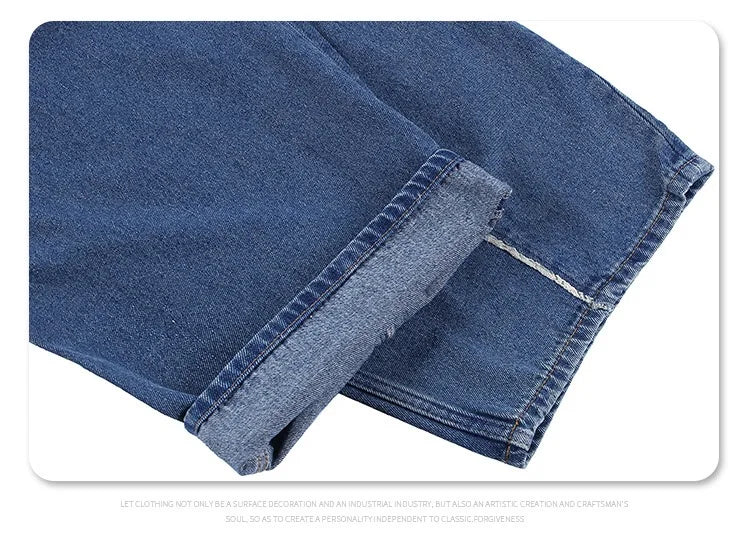 2024 autumn and winter new stitching straight jeans