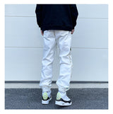 washed distressed denim sweatpant cashew flower patchwork oversized splice buckle jogging jeans casual button baggy men clothing unique joggers style 4349
