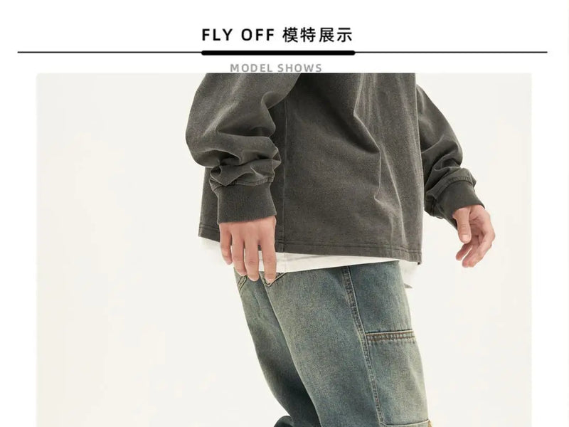american high street trendy men and women trendy personalized straight tube washed jeans couple loose retro casual pants y2k unique jeans style 13