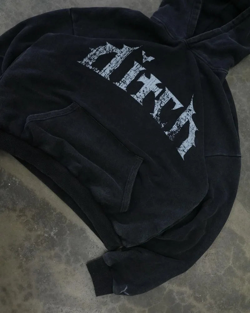 European And American New Dark Style Printed Oversized Hoodie Men Y2K
