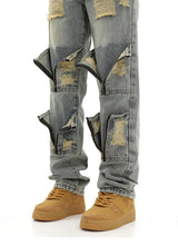 high street zipper open decoration biker jeans women ripped denim straight jean pant men motorcycle trouser unisex hip hop pants unique jeans style 3661