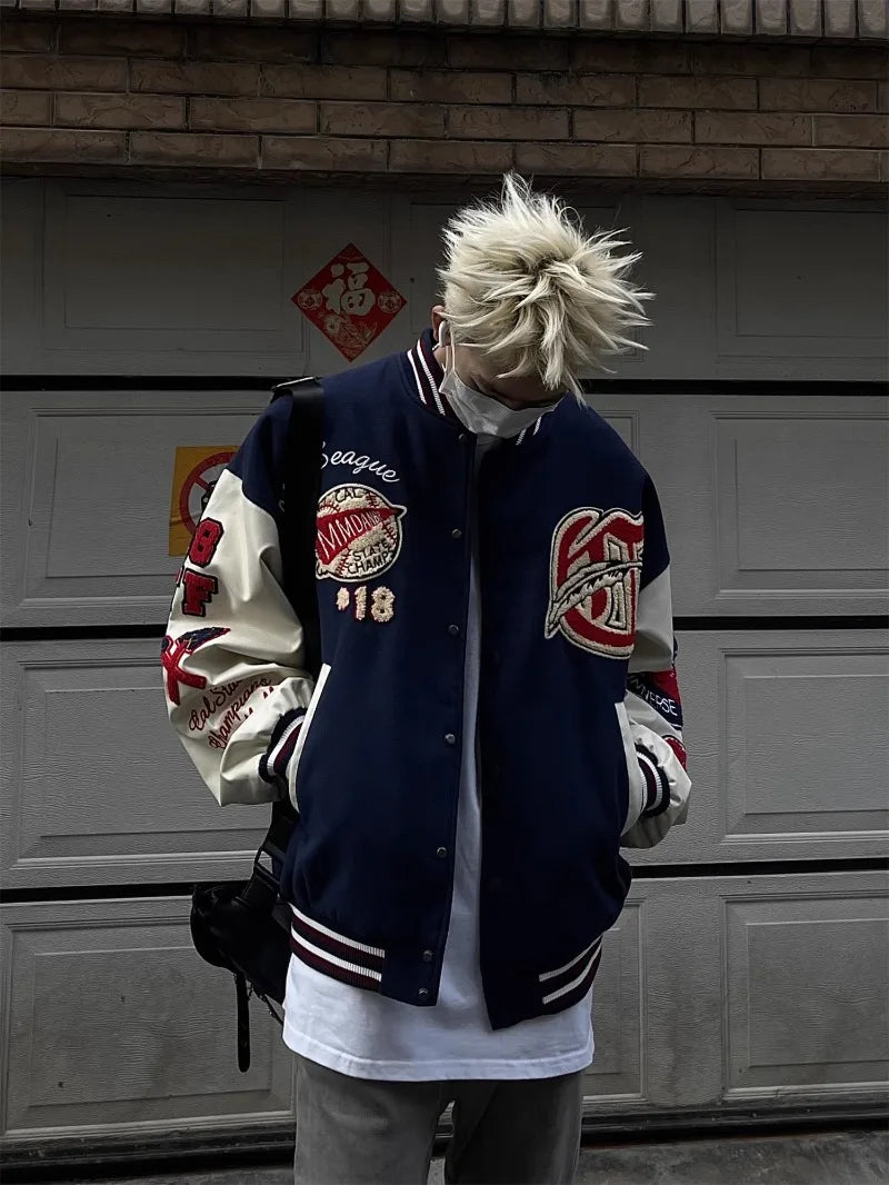 grunge street bomber, modern fit for men, oversized fit