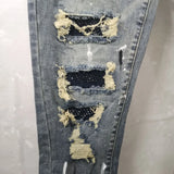 2023 brand new classic old washing rhinestones ripped holes jeans cotton denim pants comfort casual jeans size cargo 28 36 620 unique cargo style 745