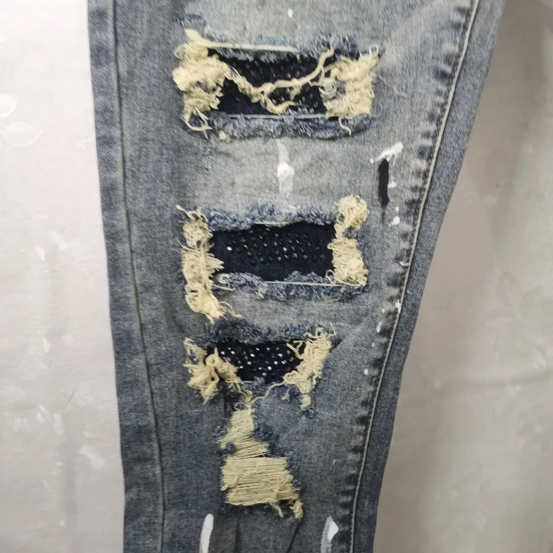 2023 brand new classic old washing rhinestones ripped holes jeans cotton denim pants comfort casual jeans size cargo 28 36 620 unique cargo style 745