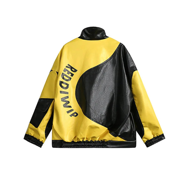 trendy coat featuring fashion varsity jacket men pu leather patchwork jackets 2023 new harajuku streetwear hip hop oversized couple coat black design – premium quality jacket for men