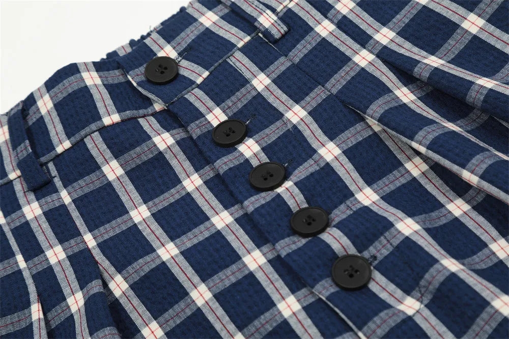 men women american streetwear fashion loose plaid wide leg straight pant boyfriend button down sports casual pants trousers unique default style 1418