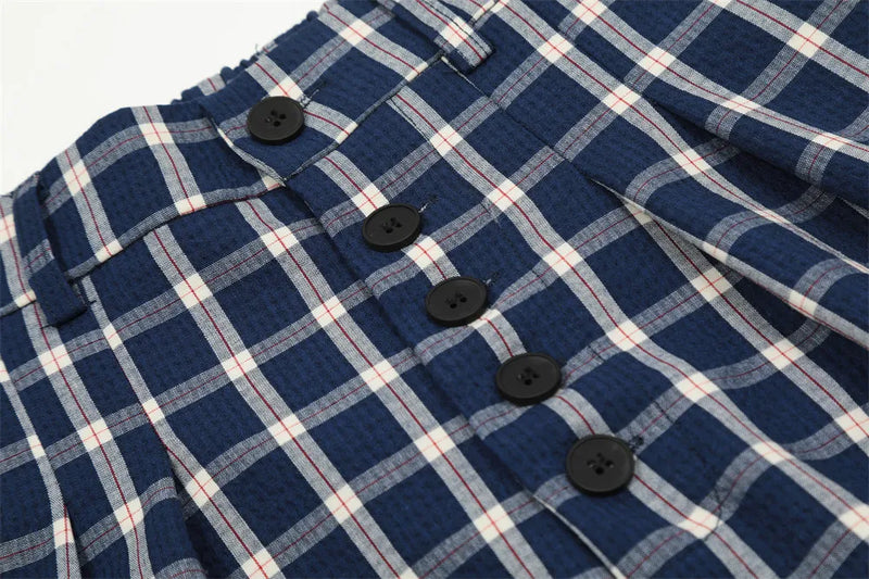 men women american streetwear fashion loose plaid wide leg straight pant boyfriend button down sports casual pants trousers unique default style 1418