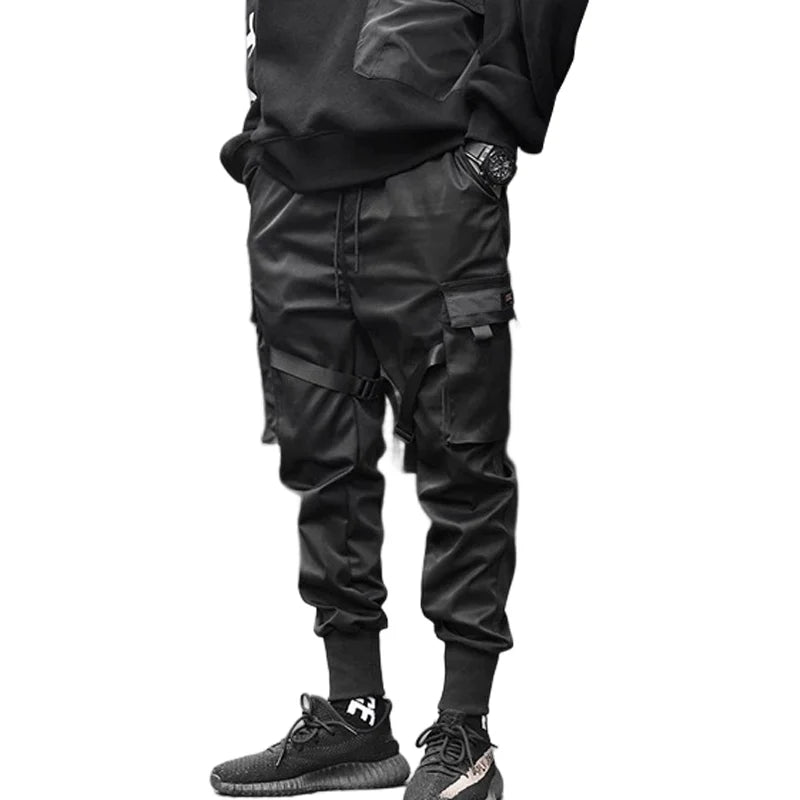 men side pocket cargo harem pants elastic waist trouser streetwear hip hop loose fit ankle drawstring military sweatpant jogger unique joggers style 2766