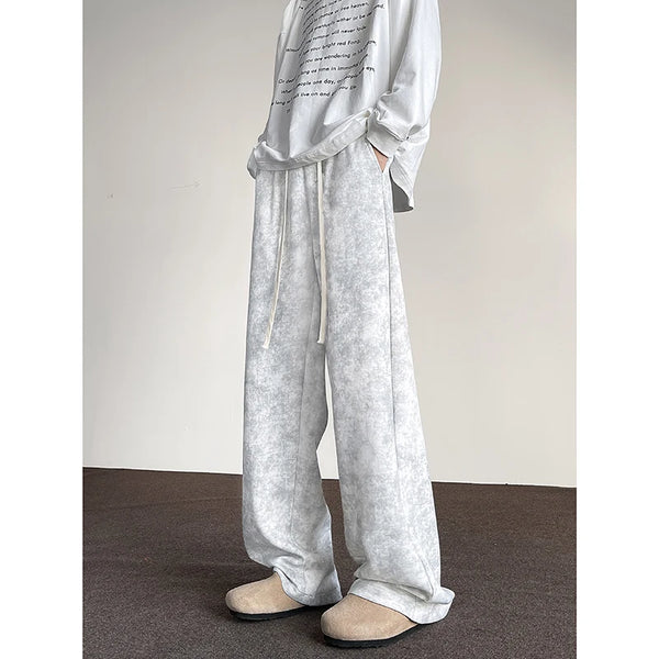 harajuku streetwear tie dye casual pants men women wide leg straight mopping trousers oversize korean fashion drawstring pants clean everyday pants
