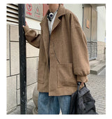 Men Trench Coat Men Mid-length 2023 New Autumn and Winter Corduroy Coat Coat Wool Design Korean Style Men Winter Coat