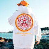 Autumn Dancing Lion Print Hooded Sweatshirts Hombre Hip Hop Fleece
