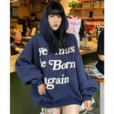 Street American Personality Ins Pure Cotton Retro Popular Sweatshirt Winter Y2K Niche Trendy Brand Men Couple Hooded Sweatshirt