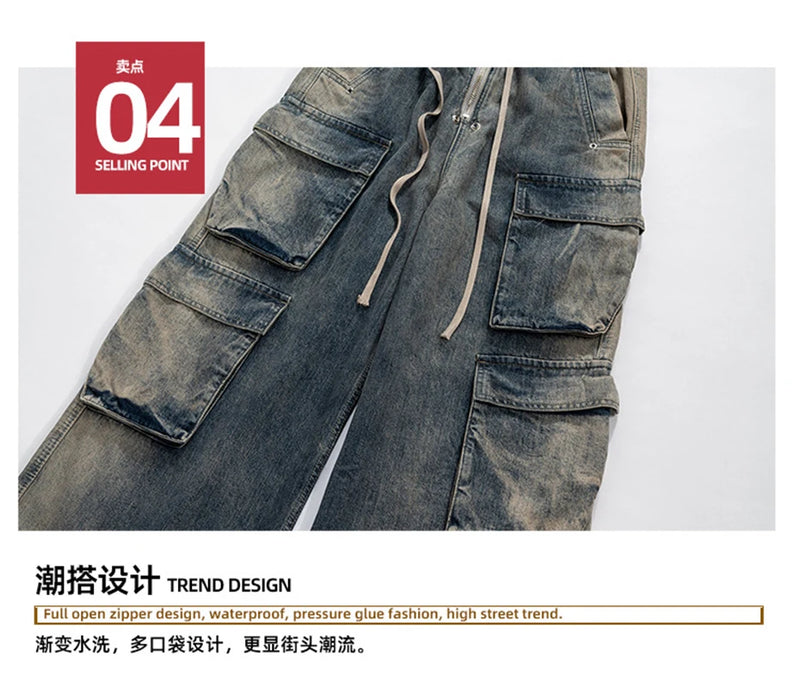 baggy jeans side pocket loose denim pants men luxury designer fashion harajuku streetwear baggy jeans trousers unique jeans style 2289