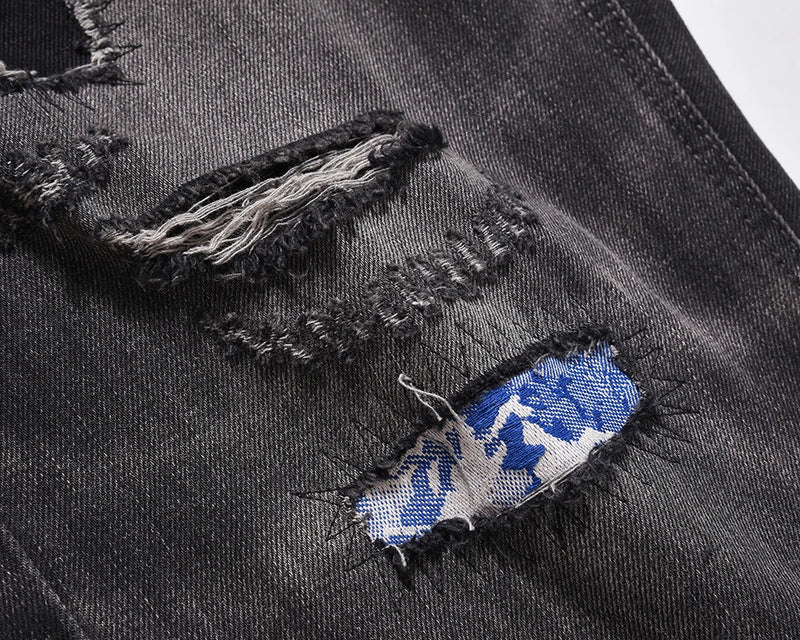 frayed hole washed pantalones hombre baggy jeans mens straight hip hop casual ropa y2k denim pants oversized cargo trousers utility cargo pants