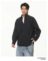 Wrinkled Fabric Casual Long Sleeve Shirt Men and Women Solid Color Streetwear Fashion Loose Black White Shirts Oversize Blouses