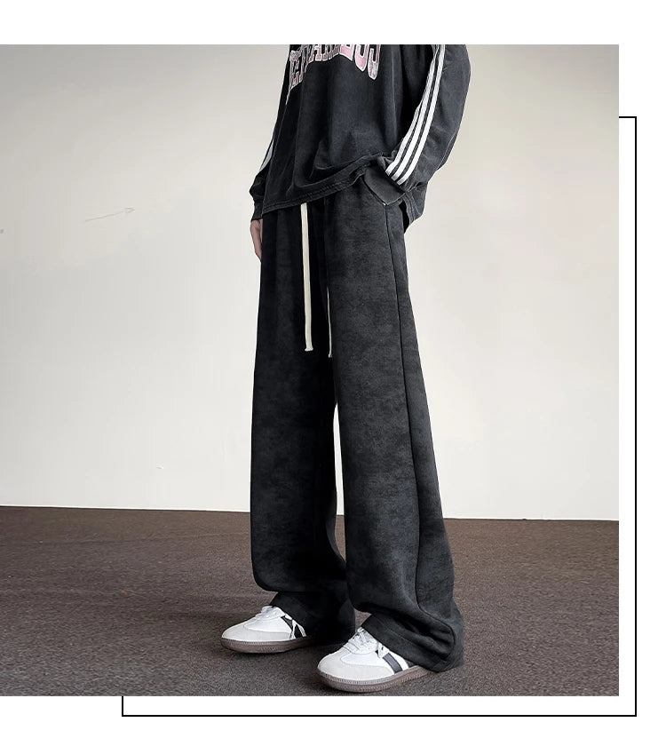 harajuku streetwear tie dye casual pants men women wide leg straight mopping trousers oversize korean fashion drawstring pants unique default style 1281