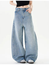 Men Women American Streetwear Vintage Washed Denim Loose Casual Wide Leg Baggy Jeans Couple Harem Jeans Trousers