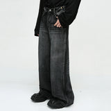 mens black baggy jeans male casual loose straight jeans trousers vintage hip hop denim pants stacked flare jeans