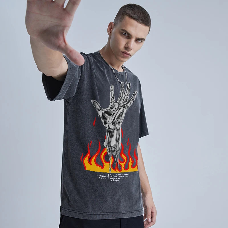 Glitchcore Fashion – Rainbowtouches Washed Mens New T Shirt Vintage Unisex Hand P – Urban Streetwear for Men & Women