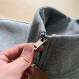 2024 New Half Zipper Design Sweatshirts For Men Autumn Y2K Vintage Stand Collar Pullover Hoodies Korean Fashion Casual