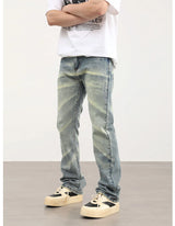retro striped washed denim jeans flare pants unisex hip hop fashion streetwear harajuku loose straight y2k mens jeans joggers unique joggers style 4387