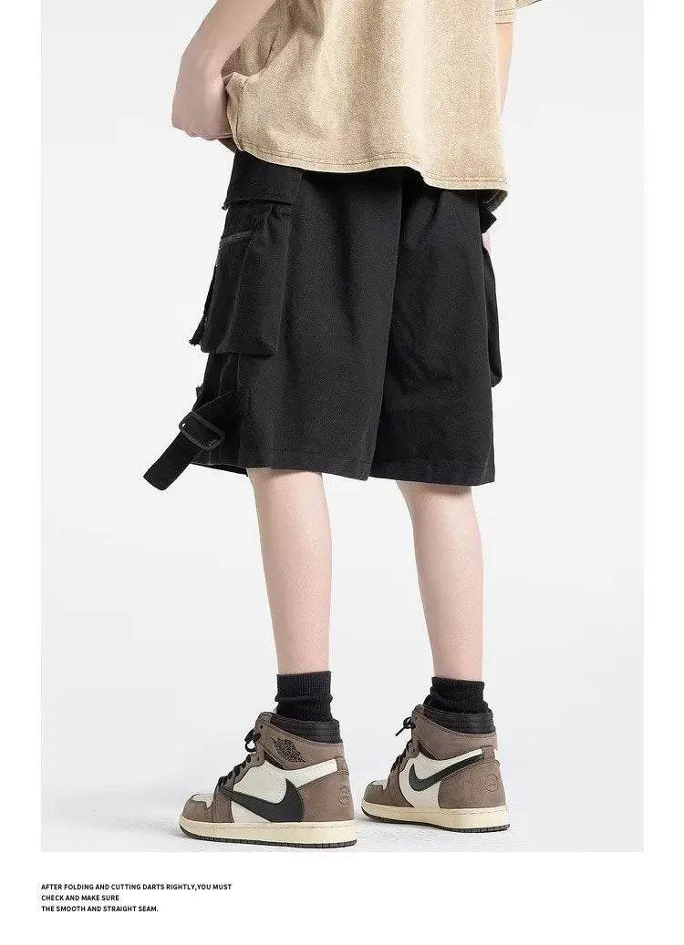 Mens Cotton Cargo Shorts Men Multi Pocket Solid Tactical Cargo