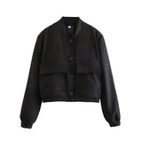 Women Bomber Jacket White Autumn And Winter Button Baseball Bomber Sho