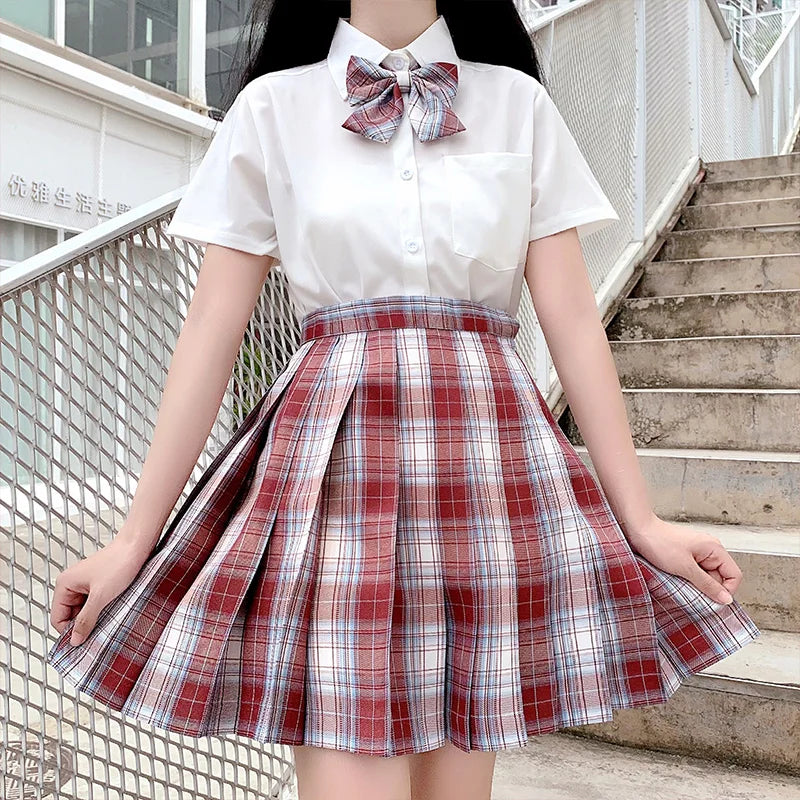 Jk Uniforms Gyaru School Uniform for Girl Student Pleated Skirt Uniform Set Women Short Sleeve Bow Tie Seifuku Japanese Style