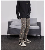 mens hip hop streetwear denim pants fashion camouflage pants 2023 harajuku cotton zipper joggers slim fit jeans trousers pants unique joggers style 2727