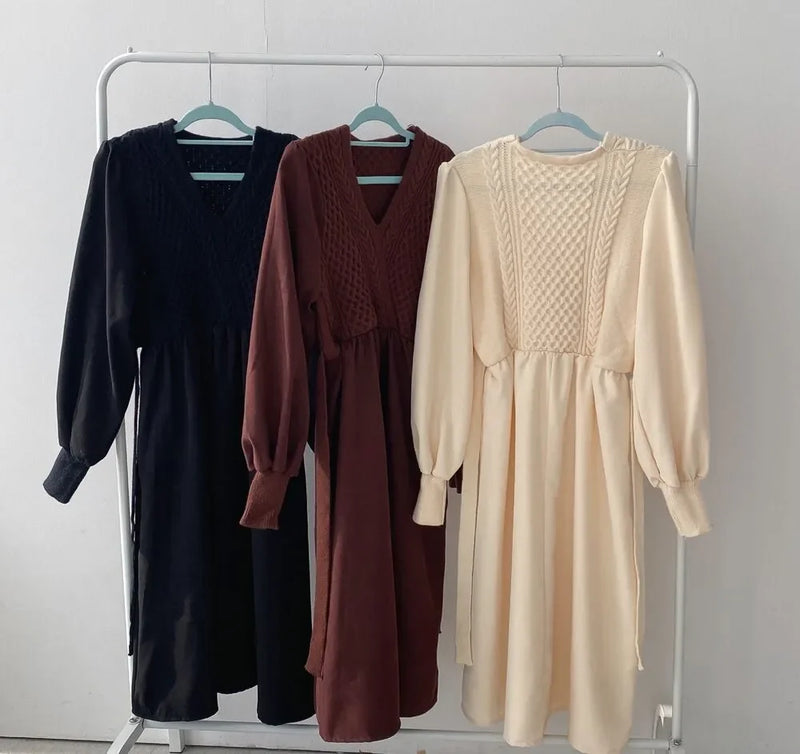 Winter Dress Long Elegant Splicing Stripes Y2k Knitted Dress Women Koean Fashion Long Sleeve Dresses Female Club Party Vestidos