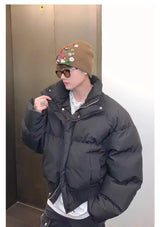 Simplicity Stand Collar Mens Parkas Heavy Winter Thicken Casual Short Cotton Jacket Warm Fashion Coats Male Streetwear New