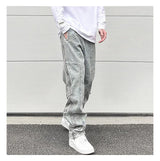 side long zipper open denim jeans mens elastic waist straight biker trousers jeans fashion streetwear hip hop jean pants joggers unique joggers style 2548