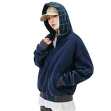 New Plaid Color Blocked Sweatshirt Jacket Mens Cotton High Street Japa